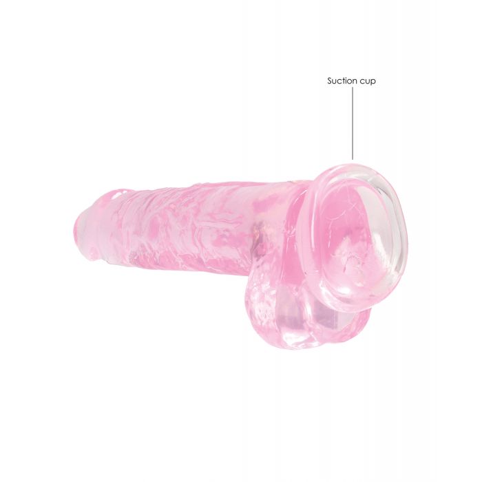 Shots RealRock Realistic Crystal Clear 8" Dildo w/Balls - Pink