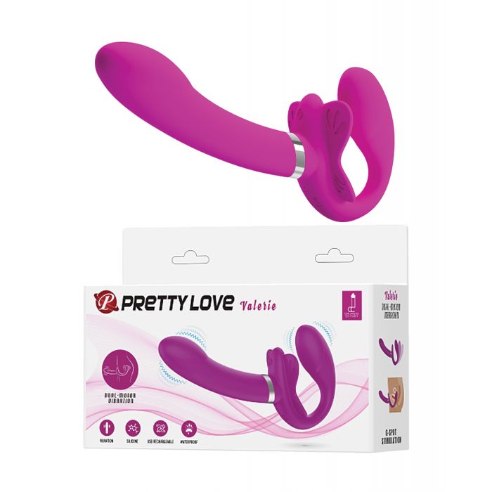 Pretty Love Valerie Vibrating Strapless Strap On Fuchsia