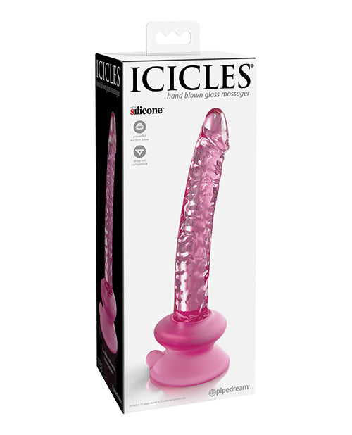 Icicles No. 86 Hand Blown Glass Massager w/Suction Cup - Pink - Article product