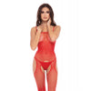 Indlæs billede i gallerifremviser, Rene Rofe Glitrende Åben Skridt Bodystocking Rød O/S
