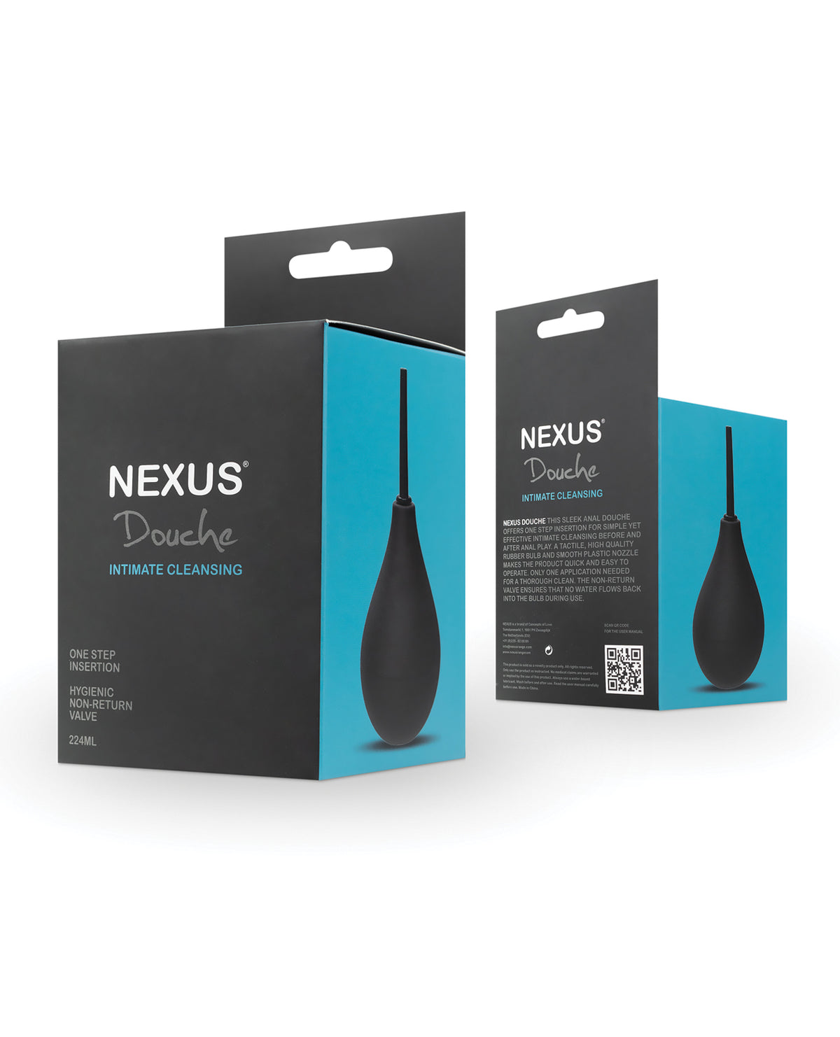 Nexus Non Return Valve Anal Douche 224 Ml Black For Intimate Cleansing