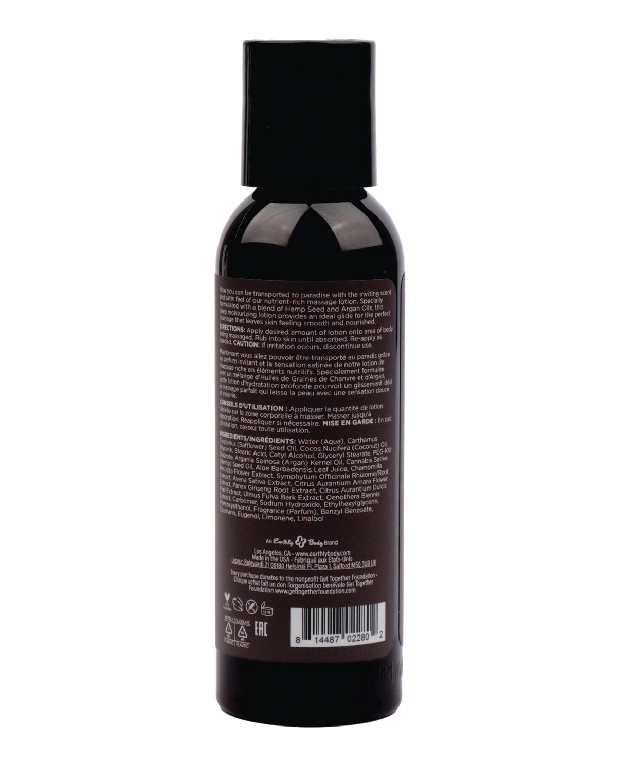 Earthly Body Hemp Seed Massage Lotion - 2 oz Lavender
