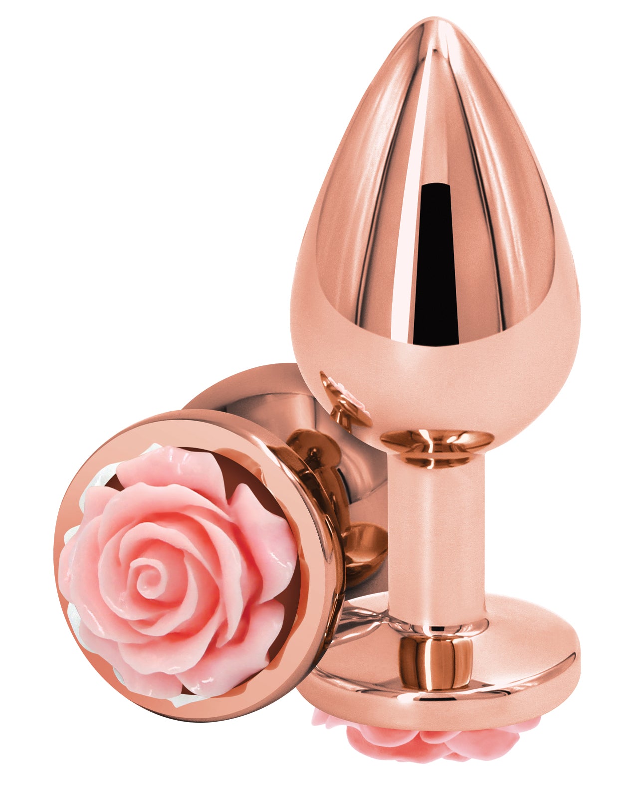 Rear Assets Medium Pink Rose Aluminum Anal Toy Beginner Friendly