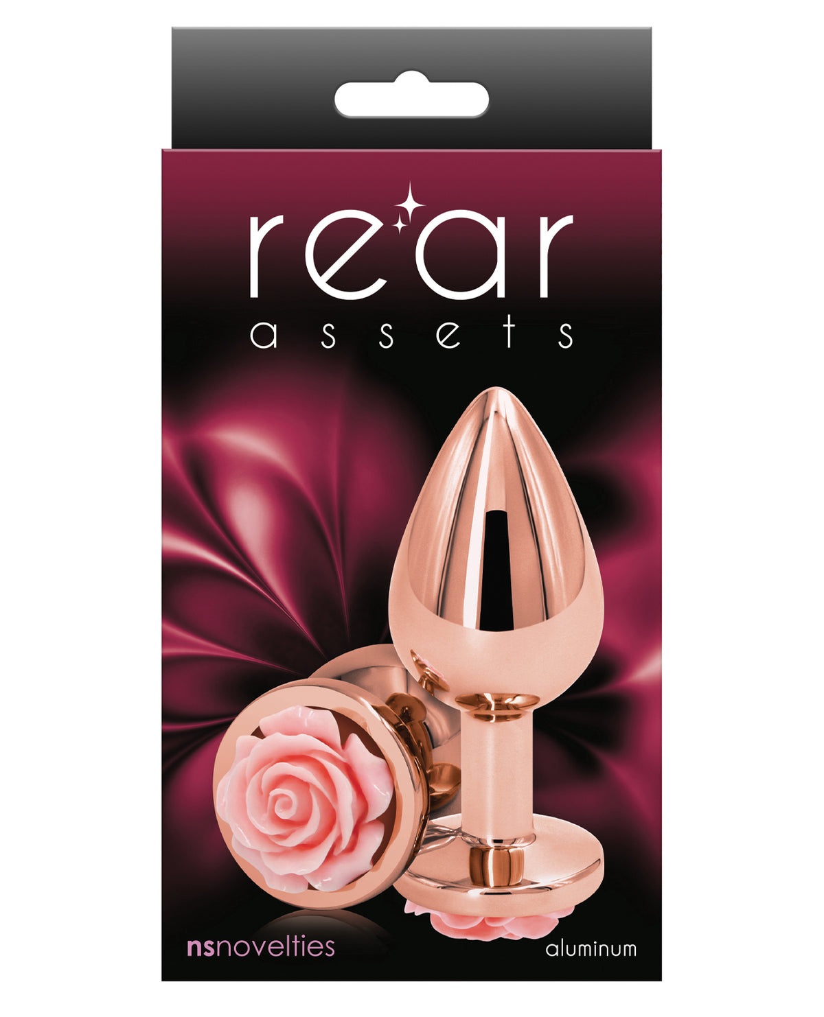 Rear Assets Medium Pink Rose Aluminum Anal Toy Beginner Friendly