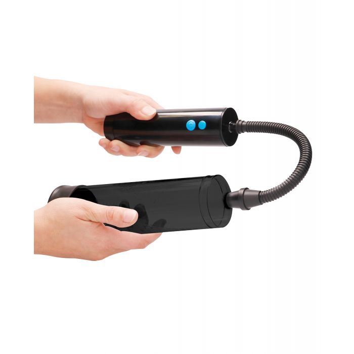 Bomba recargable Shots Pumped Extreme Power con anillo de silicona para el pene gratis - Negro