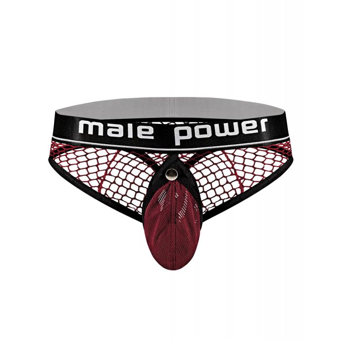 Cock Pit Fishnet Cock Ring Thong Red Small Medium Breathable