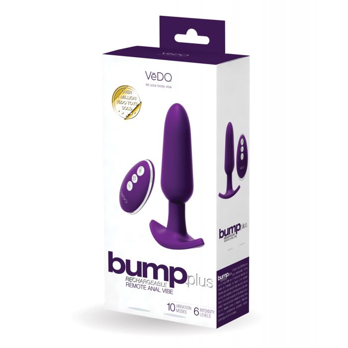 VeDO Bump Plus Uppladdningsbar Fjärrkontroll Anal Vibrator - Djup Lila