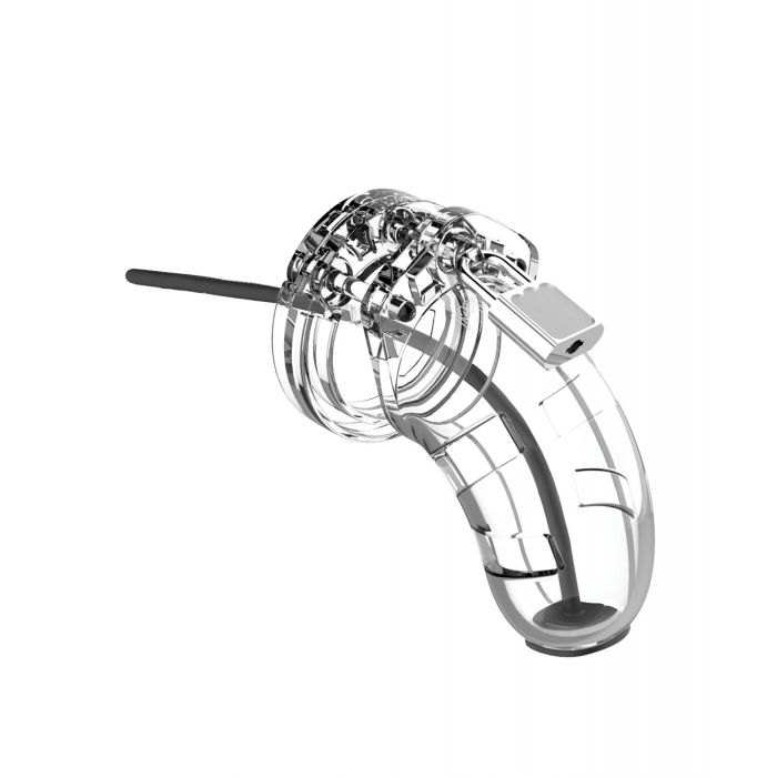 Shots Man Cage 3.5" w/Silicone Urethral Sounding - Clear