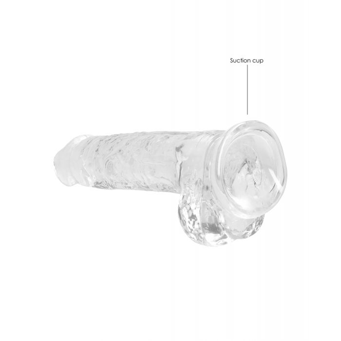 Shots RealRock realistyczny kryształowo przezroczysty dildo 8" z jądrami - przezroczysty klarowny