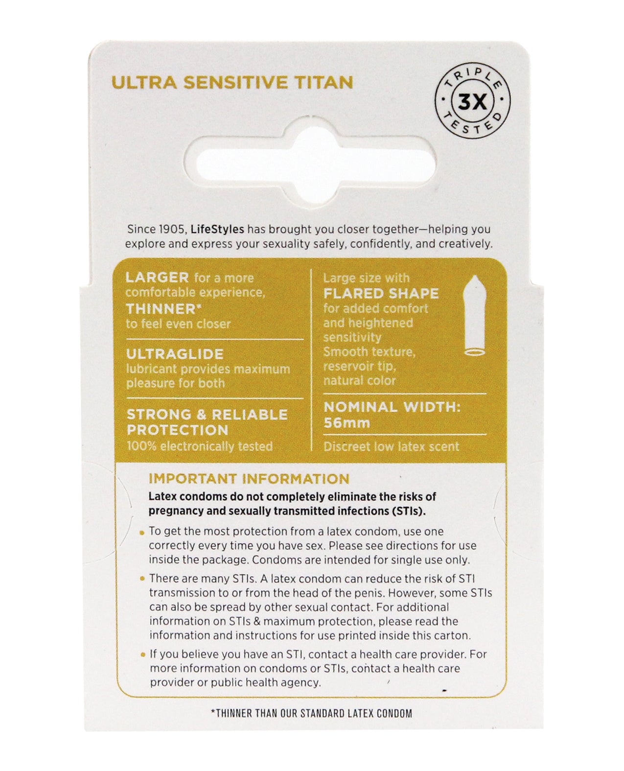 Lifestyles Ultra Sensitive Titan Condoms - Pack of 3