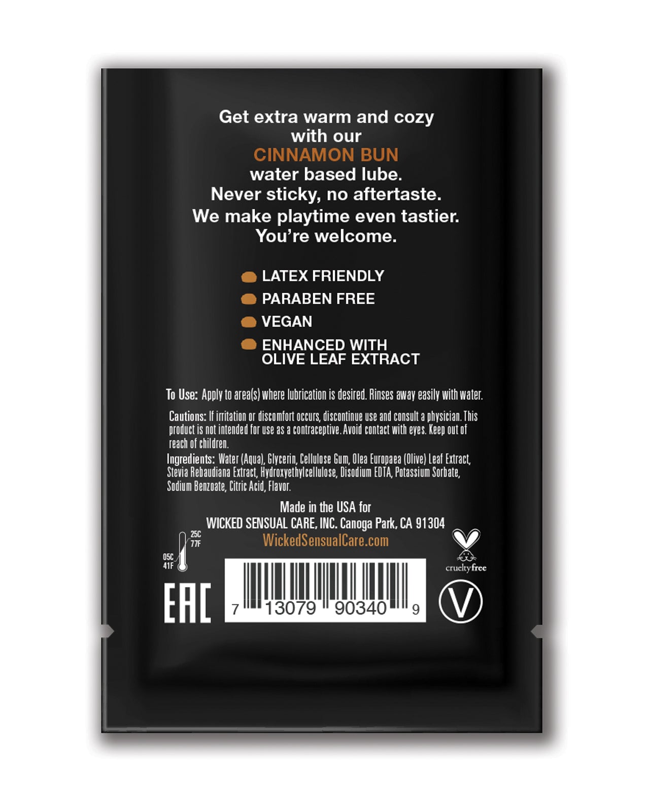 Wicked Sensual Care Aqua Waterbased Lubricant - .1 oz Cinnamon Bun