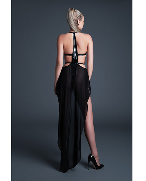 Allure Take Me Latex Look Vinyl and Mesh Teddy w/Attached Skirt - Black XL