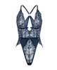 Ladda bilden i Galleri Viewer, Davina V-Plunge Embroidered Teddy w/Double Ring Charm - Navy LG
