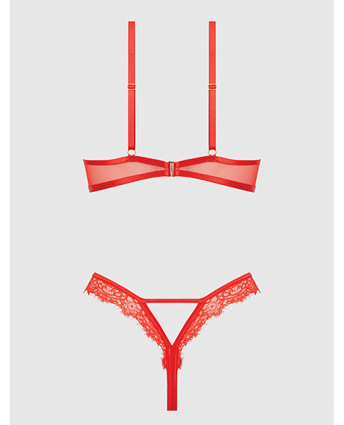 Nadia Lace & Mesh Cutout Teddy - Grenadine Dark Orange 1X/2X