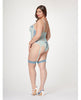 Load image into Gallery viewer, Lace &amp; Mesh Bustier w/Lace Up Center, Garter Belt &amp; Thong Blue 3X/4X
