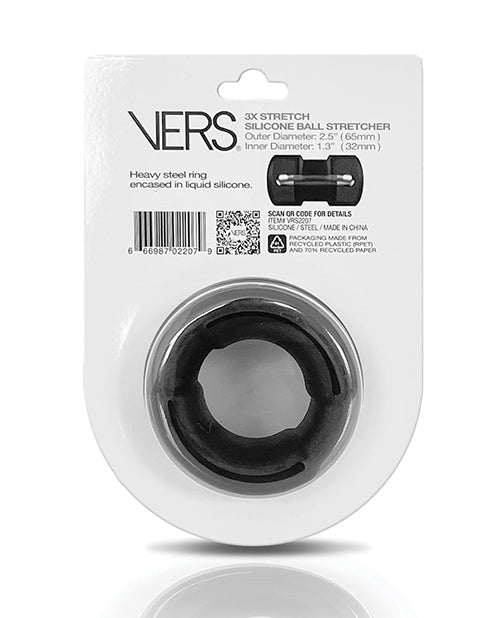 Vers Steel Weighted Ball Stretcher Black Silicone Encased Ring