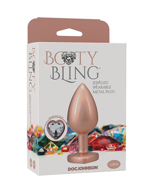 Booty Bling Jeweled Metal Plug With Tapered Tip Spade Shape Large Gold