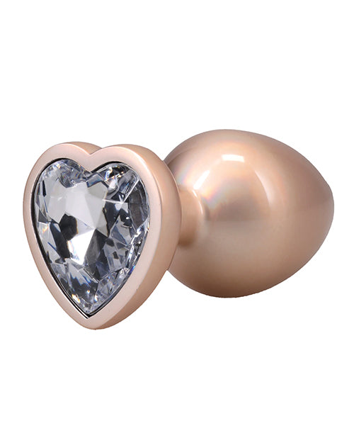 Booty Bling Jeweled Metal Plug With Tapered Tip Spade Shape Large Gold