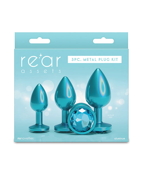 Rear Assets 3 Piece Trainer Kit Teal Gem Iridescent Chrome Plugs