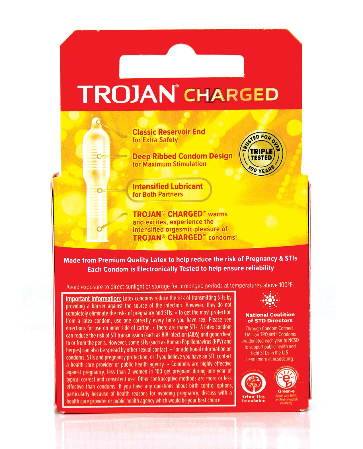 Trojan Intensified Charged Condoms Box Of 3 Deep Ribbed Lubricated