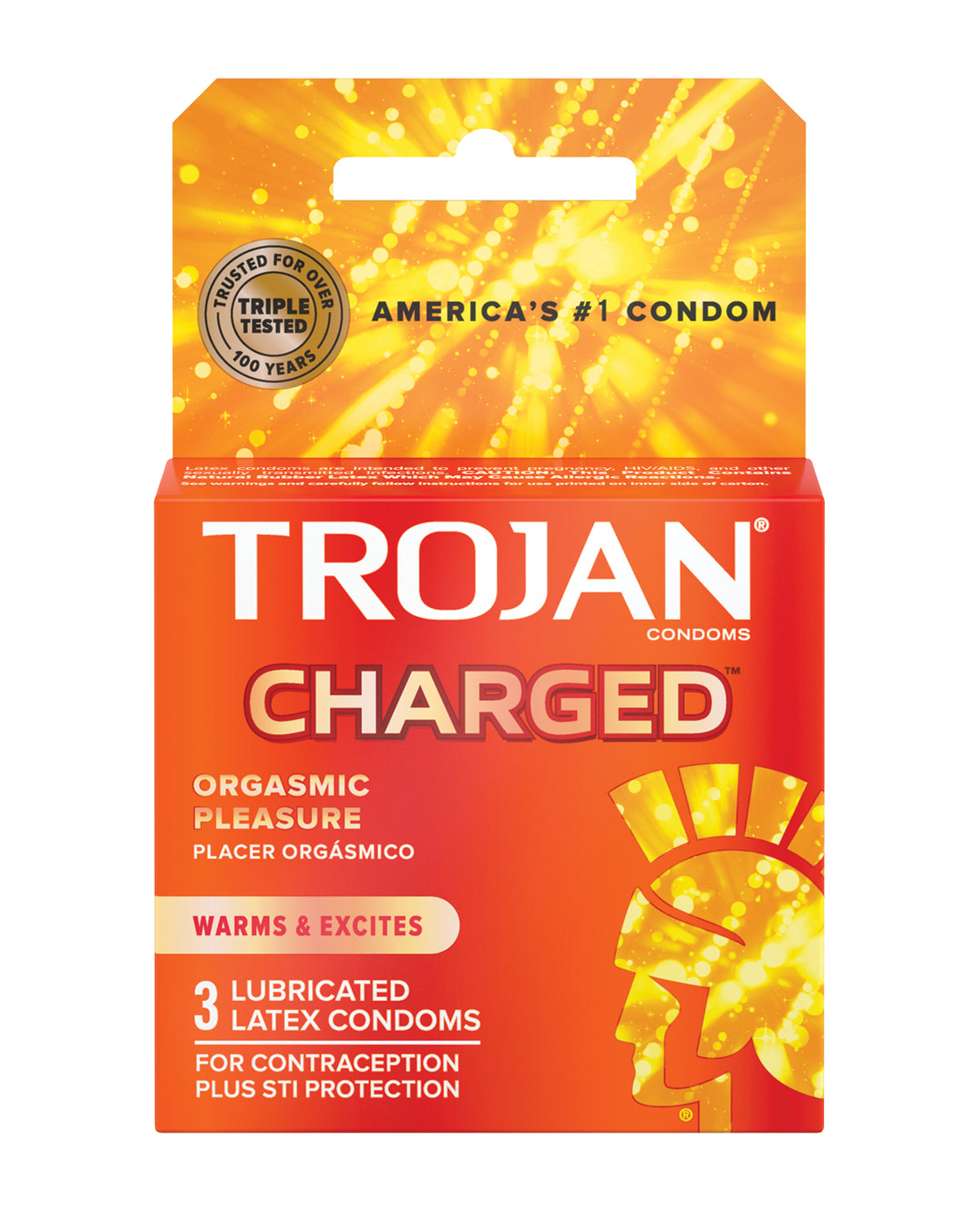 Trojan Intensified Charged Condoms Box Of 3 Deep Ribbed Lubricated