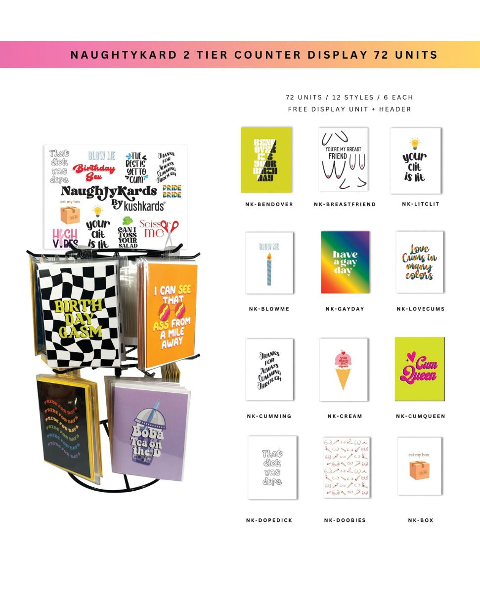 Kush Kards 2 Tier Spinner Rack With 72 Units Card Display