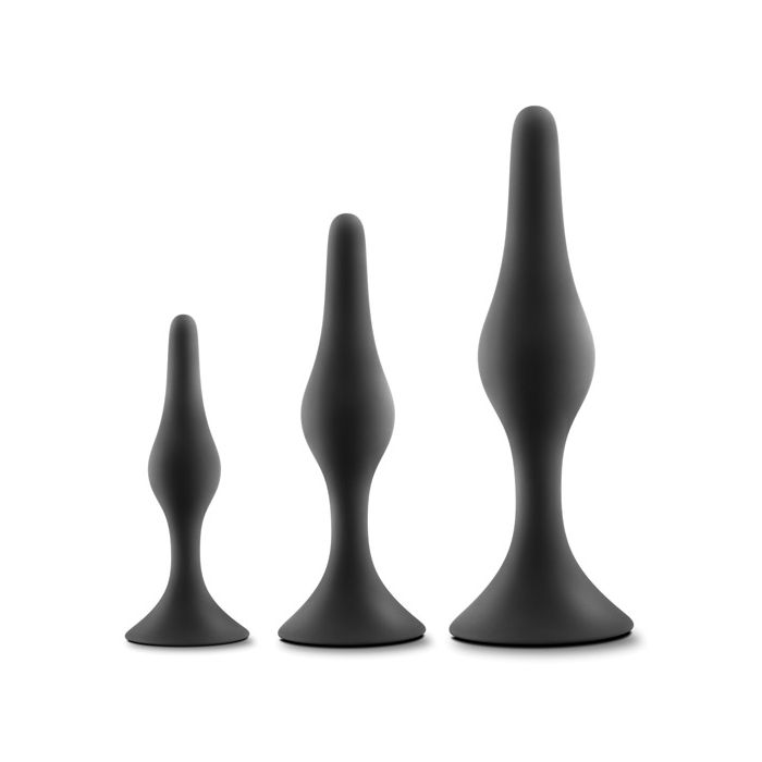 Blush Luxe Beginner Butt Plug Kit Black Safe Comfortable 3 Sizes