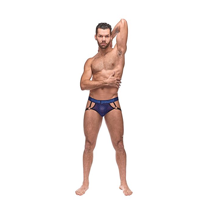 Anello per genitali a rete diamantata blu navy L XL di Male Power