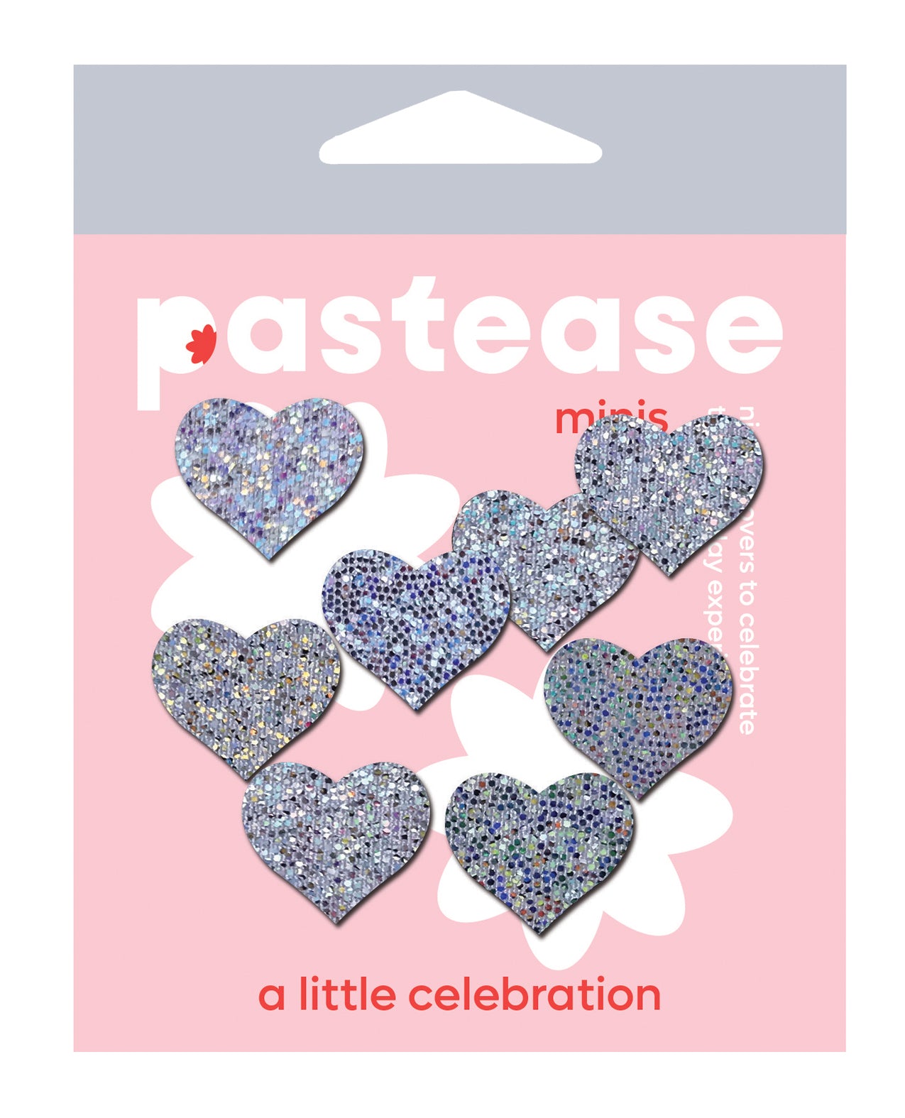 Pastease Mini Glitter Hearts - Silver Pack of 8