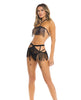 Cargue la imagen en el visor de la galería, Rene Rofe Rassel Tassle Bra, Skirt &amp; G-String Black M/L
