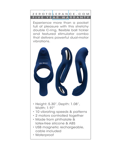 Zero Tolerance Rosy Ring For Cock And Ball Vibrator With Dual Motors Blue