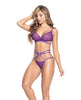 Ladda bilden i Galleri Viewer, Sheer Mesh Cross Over Top w/Adjustable Straps &amp; Removable Strappy Panty Orchid M/L
