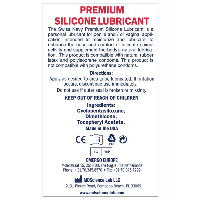Swiss Navy Silicone Lubricant 16 Oz For Long Lasting Relief