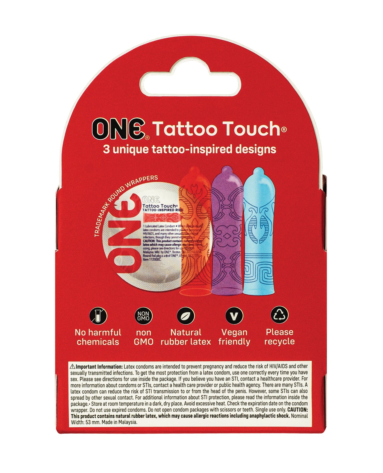 One Tattoo Touch Condoms - Pack of 3