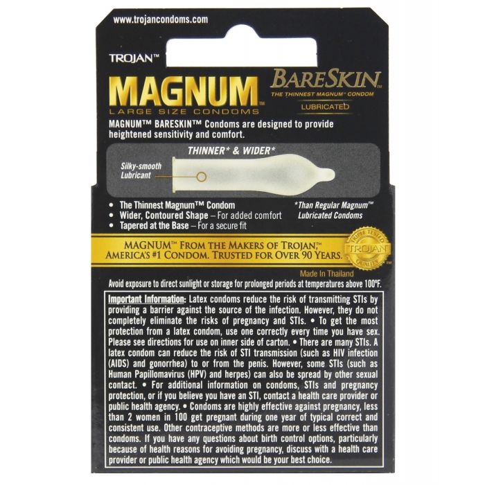 Trojan Magnum Bareskin Condoms Extra Thin Large Size Pack of 3