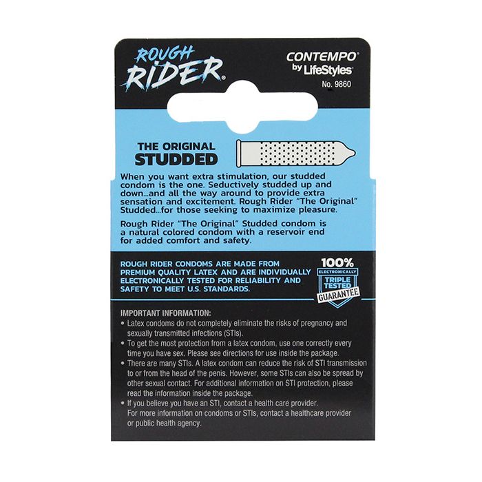 Lifestyles Rough Rider kondompakke med nitter - Pakke med 3