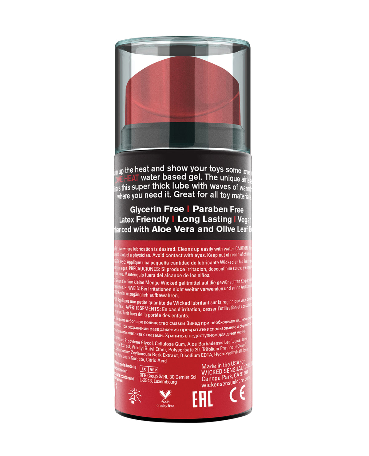 Wicked Sensual Care Toy Love Heat Water Based Warming Lubricant - 3.3 oz