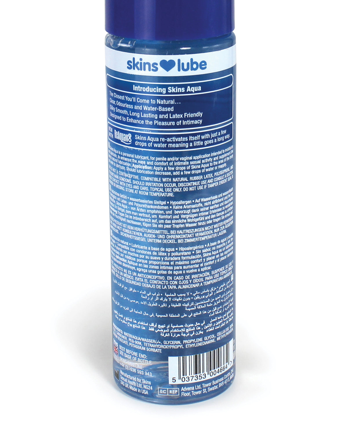 Lubricante a base de agua Skins Aqua - 4.4 oz