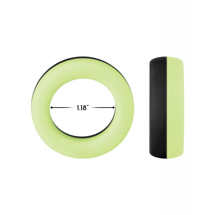 Forto F-19 Two Tone Liquid Silicone Cock Ring - Black/Glow in the Dark