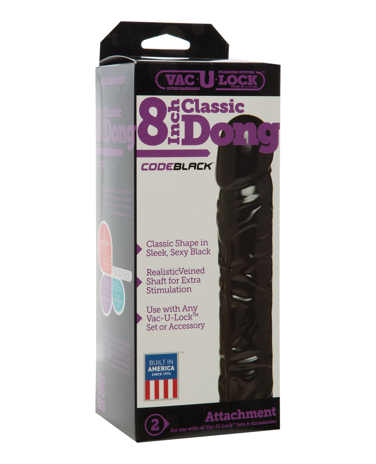 Vac-U-Lock Code Black 8" Klassieke Dong