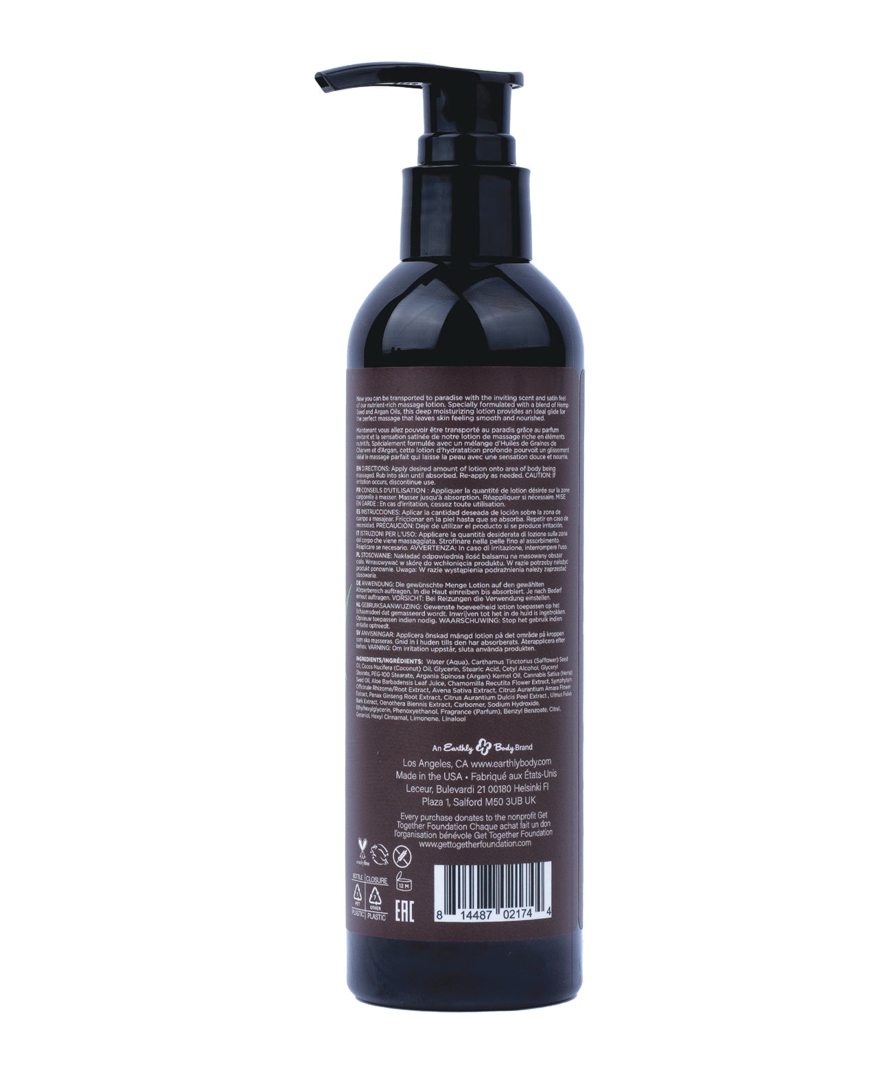 Loțiune de masaj cu semințe de cânepă Earthly Body - 8 oz Naked in the Woods