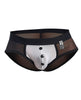 Charger l'image dans la visionneuse de la galerie, Male Basics MOB Maitre D Brief, Bow &amp; French Cuffs Black/White XL
