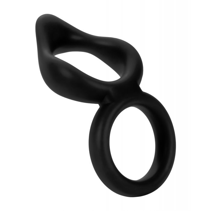 Forto F88 Double Ring Liquid Silicone Cock Ring Black