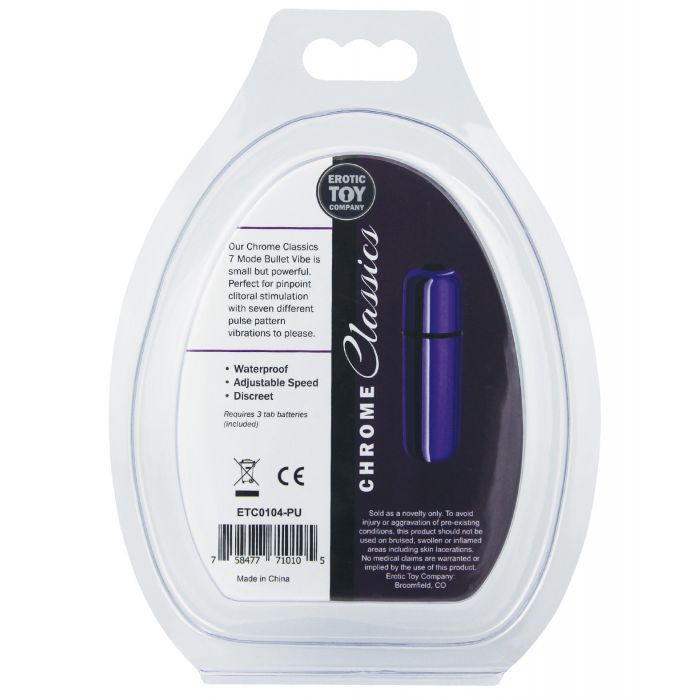 Chrome Classics Bullet Vibe 7 Mode Purple Waterproof ABS