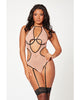 Încărcați imaginea în vizualizatorul Galerie, Mesh Cut Out Halter Teddy Nude/Black O/S
