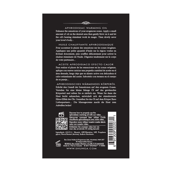 Shunga Erwärmendes Öl - 3.5 oz Vanille Fetisch
