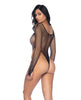 Carica l'immagine nel visualizzatore Galleria, Fishnet Long Sleeve High Leg Bodysuit - Black O/S
