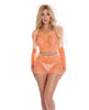 Load image into Gallery viewer, Pink Lipstick Leaf it to Me Long Sleeve Crop Top &amp; Short Orange O/S
