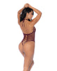 Ladda bilden i Galleri Viewer, Floral Convertible Top Fishnet Bodysuit - Burgundy O/S

