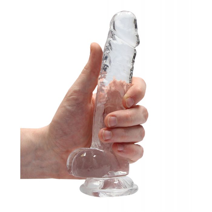 Shots RealRock Realistic Crystal Clear 7" Dildo w/Balls - Transparent Clear